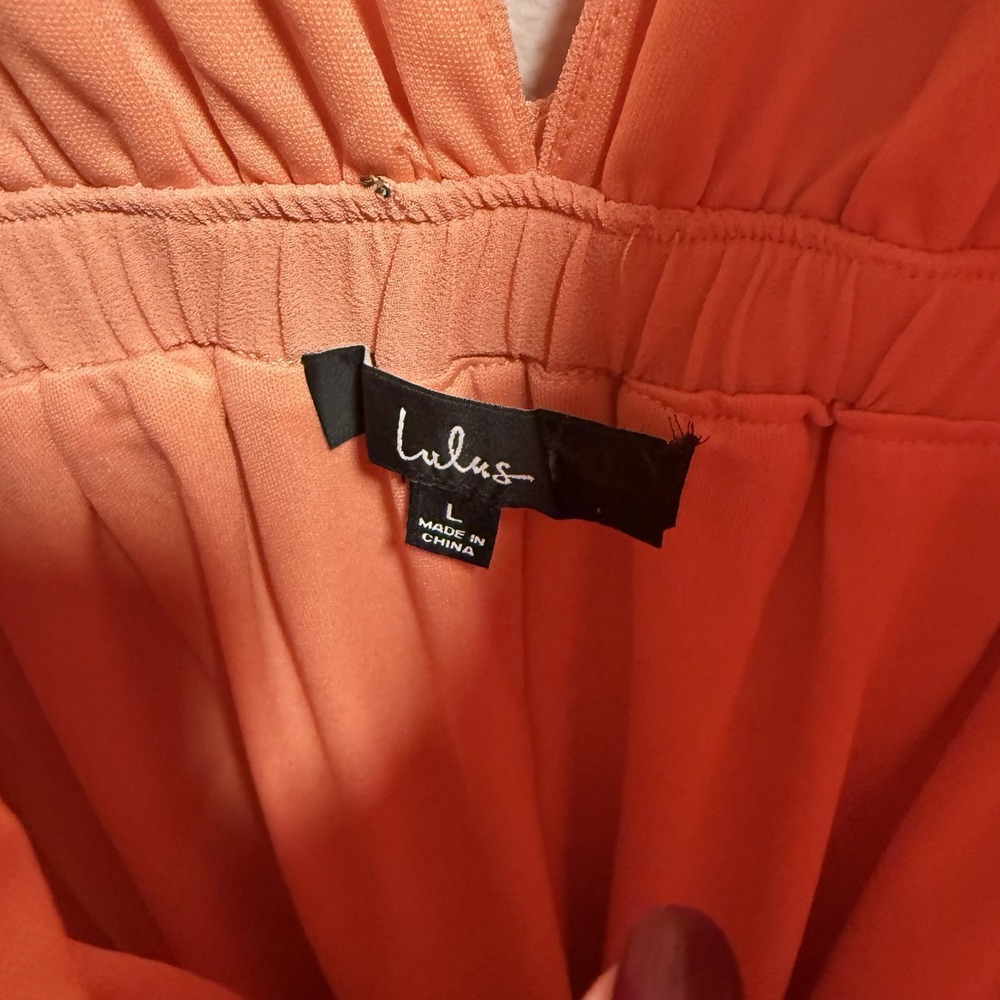 Lulu's Women's Maxi Adoring Effect Dress Size Medium Coral Ruffle Resortwear - Picture 4 of 6